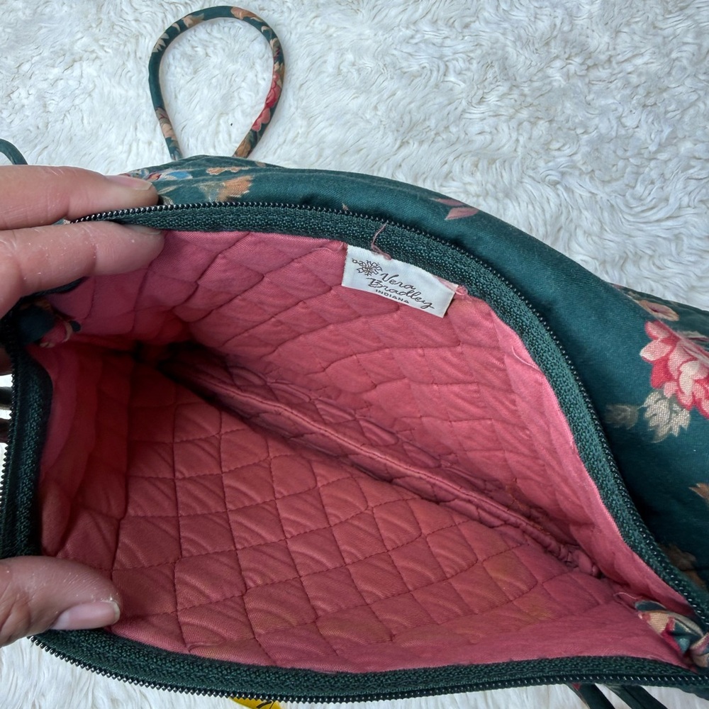 Vintage 80's Vera Bradley Prairie Rose Bag Indiana Tag Floral Flat Crossbody Gre - Picture 11 of 14